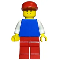 Man, Blue Torso, Red Legs, Red Cap (3626a Head)