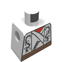 Torso Samurai Dragon Robe Print, White Arms, Yellow Hands