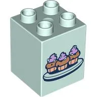 Duplo Brick 2 x 2 x 2 with Cupcakes on Plate print
