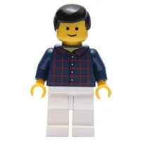 Dark Blue Torso, White Legs, Black Hair