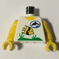 Torso Divers Dolphin Logo and Fish Print, Yellow Arms and Hands