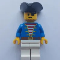 Pirate - Blue Torso, White Legs, Black Hat (3626c Head)