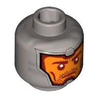 Minifig Head Royal Guard / Soldier, Balaclava, Orange Face, Dark Red Eyebrows, Cheek Lines and Stubble Print [Hollow Stud]