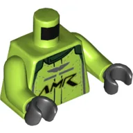 Torso Racing Jacket, Dark Bluish Gray Trim, 'AMR' Logo Print, Lime Arms, Black Hands