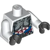 Torso Silver Body Armour with Dark Orange Camouflage Print, White Arms, Black Hands