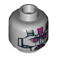 Minifig Head Kraang, Magenta Robot Eyes and Mouth, Metal Plates Print [Hollow Stud]