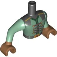 Minidoll Torso Man with Sand Green Uniform, Black Belt, Dark Red Straps, Dark Green Trim, Gold Trim, Medium Nougat Hands