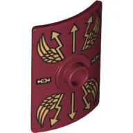 Shield Rectangular Curved with Stud with Gold Lightning Wings and Arrows Print