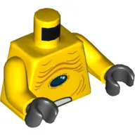 Torso Alien with Skin Folds and Black Eye Print, Yellow Arms, Black Hands