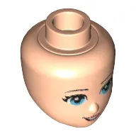 Minidoll Head with Light Blue Eyes, Eyelashes and Open Mouth Print