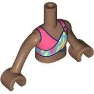 Minidoll Torso Girl with Medium Brown Arms and Hands with Coral, Medium Blue, Bright Light Yellow Top print