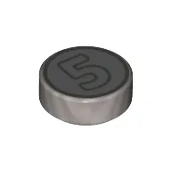 Tile Round 1 x 1 with '5' Coin print