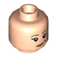 Minifig Head, Brown Eyebrows, Eyelashes, Pink Lips, Smile / Frown Print