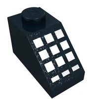 Slope 45° 2 x 1 with Bottom pin, with 9 Large + 3 Small White Buttons Print