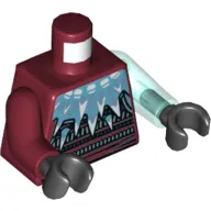 Torso, Odd Arms, Tunic, White and Blue Icicles Print, Left Trans-Light Blue Arm, Right Dark Red Arm, Black Hands