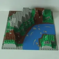 Baseplate Raised 32 x 32 Canyon with Brown and Green Mountain and River Rapids Print