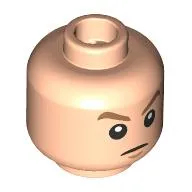 Minifig Head Link, Medium Nougat Eyebrows Arched, Stern / Excited Print