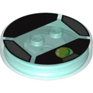 Function Brick Round 4 x 4 x 2/3 with 2 Studs and Lime Crystal Ball Print