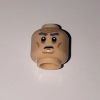 Minifig Head First Order General, Dark Gray Bushy Eyebrows above Sunken Eyes, Cheek, Chin, and Forehead Lines Print