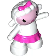 Duplo Figure Sheep with Dark Pink Skirt and Bow Print (Lambie)