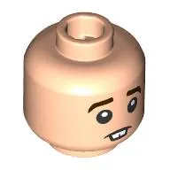 Minifig Head Neville Longbottom, Thick Dark Brown Eyebrows, Buck Teeth, Worried/Lopsided Smile print