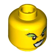 Minifig Head Agents Claw-Dette / Witch, Female, Black Lips, Green Eye Shadow Print [Blocked Open Stud]