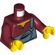 Torso Torn Sand Blue Overalls over Open Shirt Print (Hank Haystack), Dark Red Arms, Yellow Hands