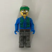 Juniors Midifig, Construction Worker - Blue Shirt, Green Vest, Cap with 'Brick', Sunglasses and Moustache