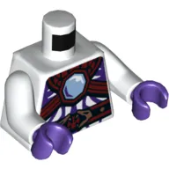 Torso Snake with Light Blue Gem and Copper Snake Heads Buckle Print, White Arms, Dark Purple Hands