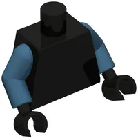 Torso Armor, Gold Lines, Samurai Emblem Print, Dark Blue Arms, Black Hands