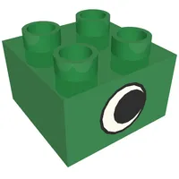 Duplo Brick 2 x 2 with Eye without White Spot Print, on Two Sides
