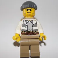 Criminal, Open Prison Shirt, Dark Tan Legs, Dark Bluish Gray Hat, Backpack