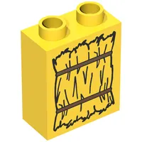 Duplo Brick 1 x 2 x 2 with Bundle of Straw Print