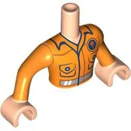 Minidoll Torso Man with Light Nougat Hands, Orange Shirt, Dark Blue Trim, Reflective Stripe print