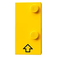 Braille Brick 2 x 4 with 2 Studs ⠨ and Black Arrow Up print