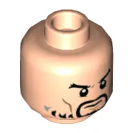 Minifig Head Hanzo, Goatee, Light Beard, Medium Nougat Cheek Lines Print [Hollow Stud]