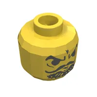 Minifig Head Senor Palomar / NBA Player, Moustache Curly Thin, Goatee, Furrowed Brow Print