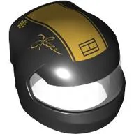 Helmet, Formula 1 with Trans-Clear Visor pattern, Gold Stripe, 'Joshua' print