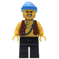 Pirate - Anchor Tattoo, Black Legs, Blue Bandana