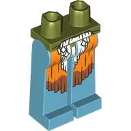 Hips and Medium Azure Long Legs with Blue Stripes, White/Orange/Nougat Loin Cloth Print