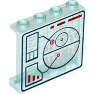 Panel 1 x 4 x 3 [Side Supports / Hollow Studs] with Schematic Blue Print Death Star print