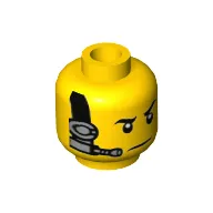 Minifig Head Spy, Eyebrows, White Pupils, Black and Silver Headset Print [Hollow Stud]