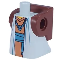 Torso with Dress with Robe, Orange Dress, Dark Azure Necklace, Sash print