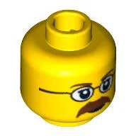 Minifig Head Diver, Glasses, Brown Eyebrows and Moustache Closed Mouth / Open Mouth Scared Print