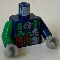 Torso, Odd Arms, Vest, Green with Alpha Team Logo, Dynamite Print, Left Dark Blue Arm, Right Green Arm, Light Gray Hands