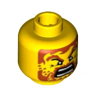 Minifig Head Karzon / Warrior, Brown Beard with Stubble, Yelling Mouth Print [Blocked Open Stud]