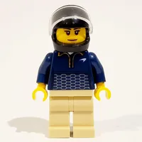 Racer Driver - Dark Blue Torso, Tan Legs, Black Helmet