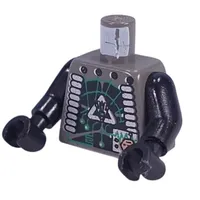 Torso Insectoids Green Circuitry, Silver Hose on Sides Print, Black Arms and Hands