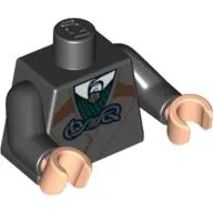 Torso Jacket with Dark Green Vest and Silver Fastener Print, Black Arms, Light Nougat Hands