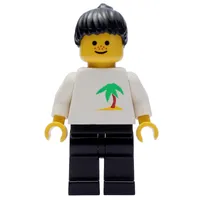 White Torso, Palm Tree, Black Legs, Black Hair